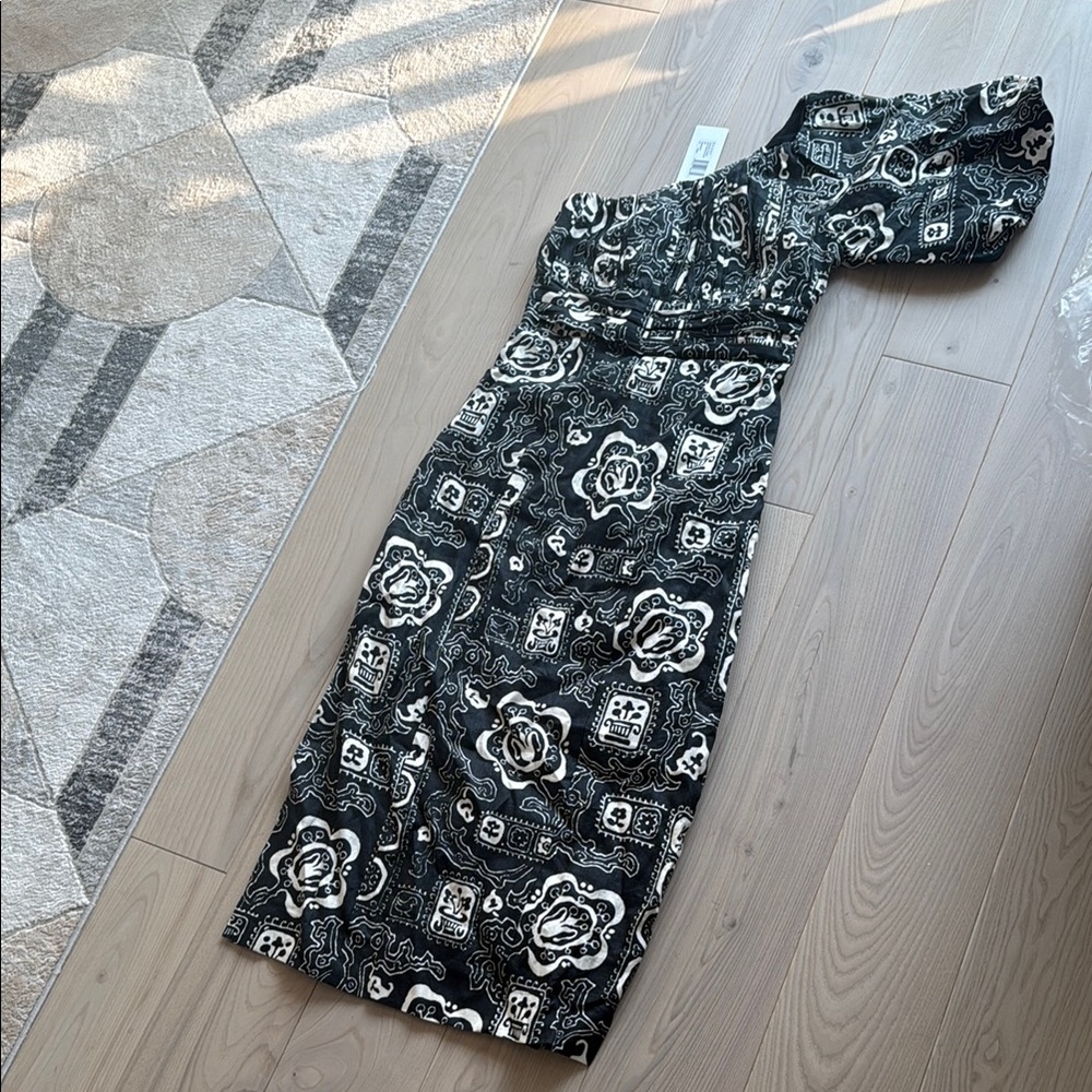RHODE Black and White One Shoulder Dress